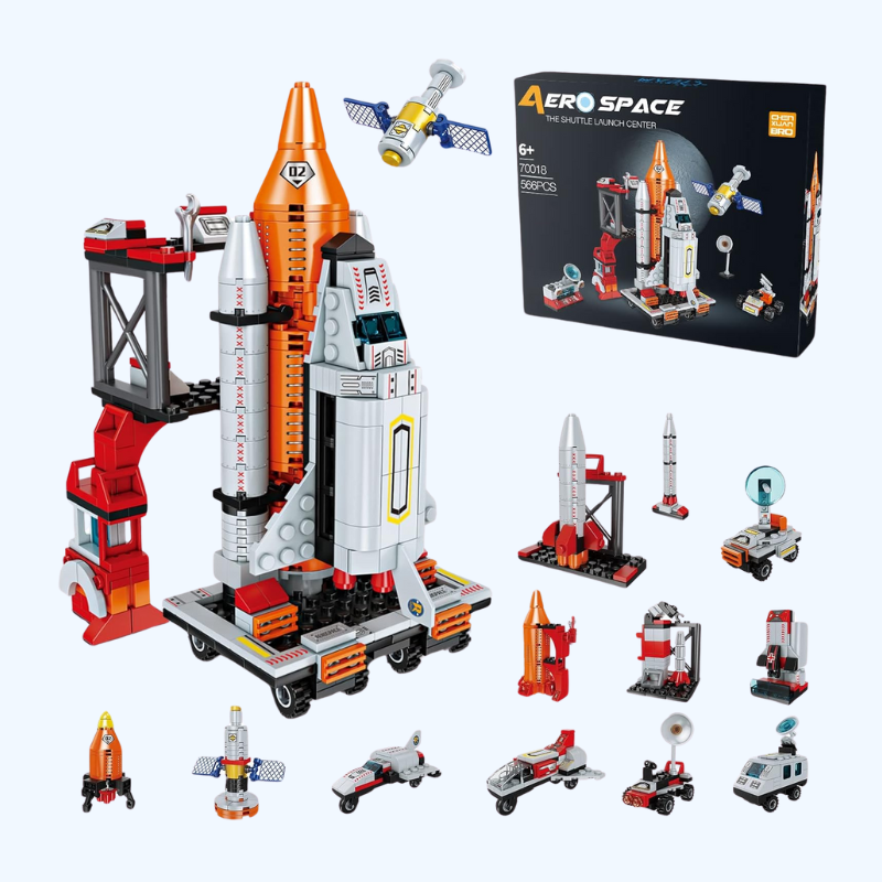 12-in-1 Ruimte Shuttle Bouwen Kit | STEM Speelgoed voor 6-12 Jaar Oud | Inclusief Vrachtwagen, Raketlanceerder, 566 Stukken