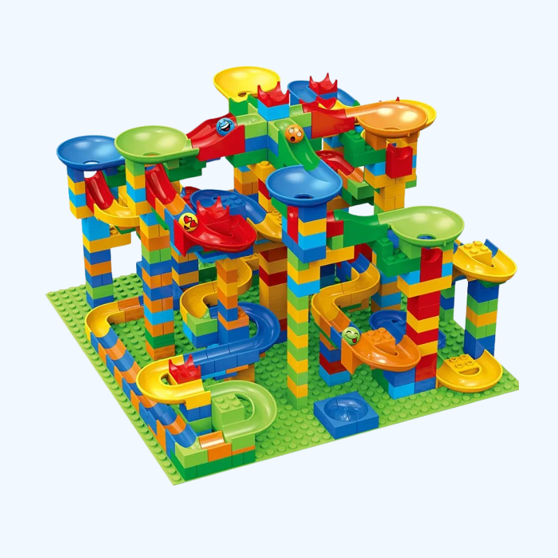 Knikkerbaan | Klein Formaat Bouwstenen, Labyrint om Zelf Samen te Stellen, Creatief DIY Speelgoed voor Kinderen