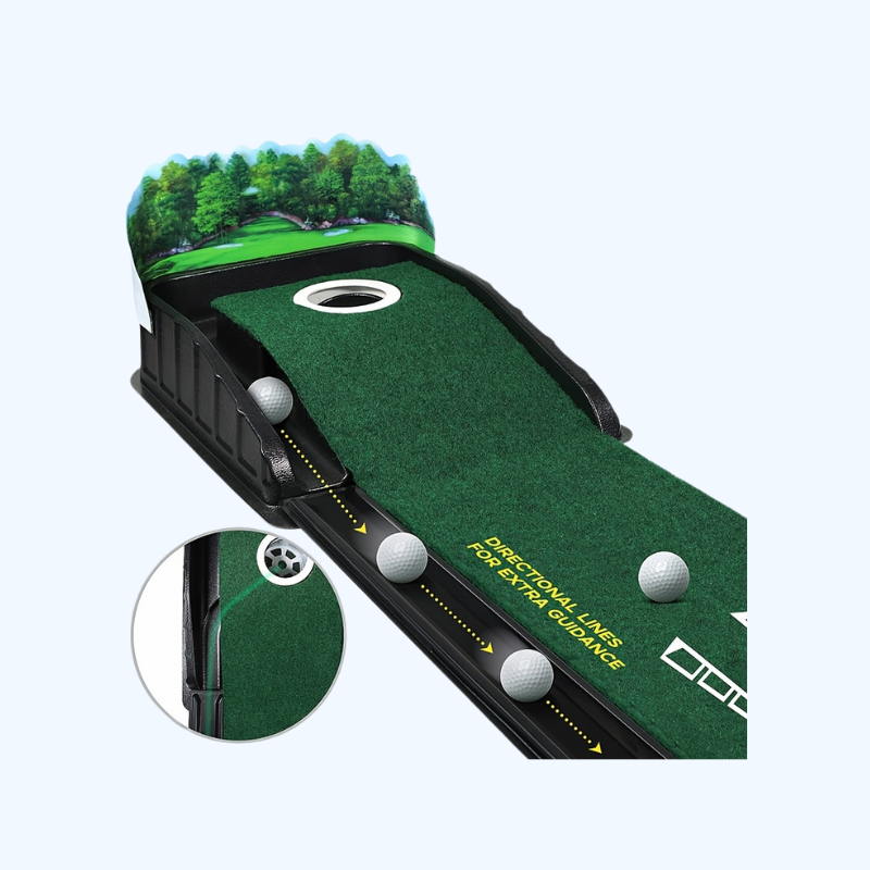 Indoor Golf Putting Mat | Auto-Bal Terugkeer, Putter Gidsen op 3, 5 & 7 Voet