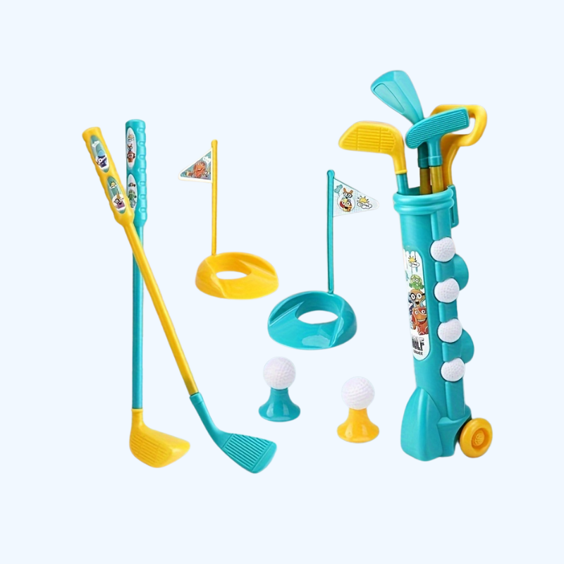 Golf Clubs Set, Golf Toy with 1 Golf Cart, 3 Golf Clubs, 4 Golf Balls, 2 Practice Holes, Indoor Outdoor Sports Toy, Over 3 Years Old