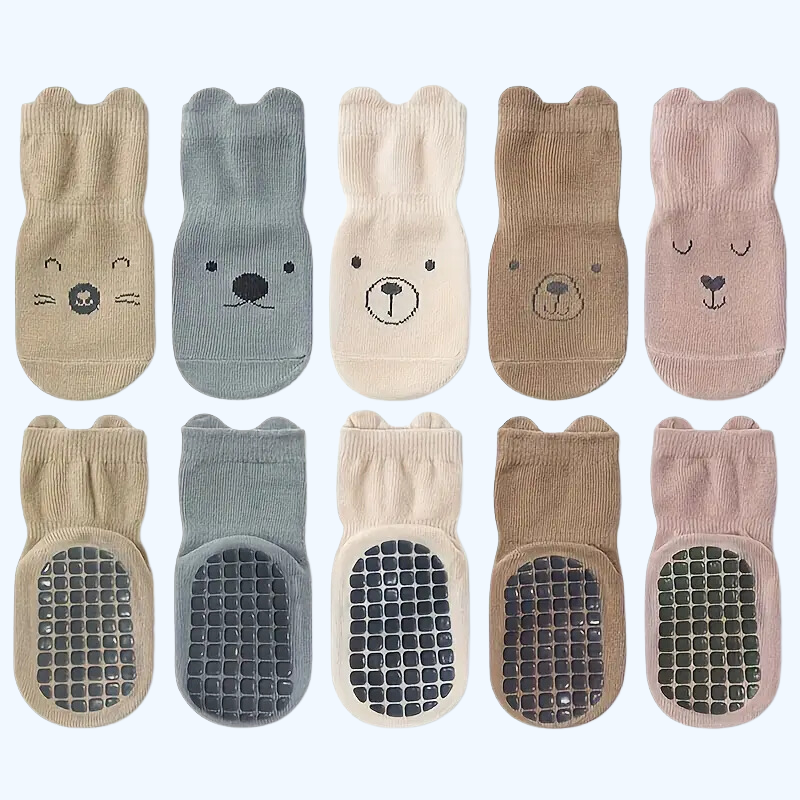 5 Paar Baby Antislip Vloersokken | Antislip Gripsokken voor Baby's Peuters Jongens en Meisjes