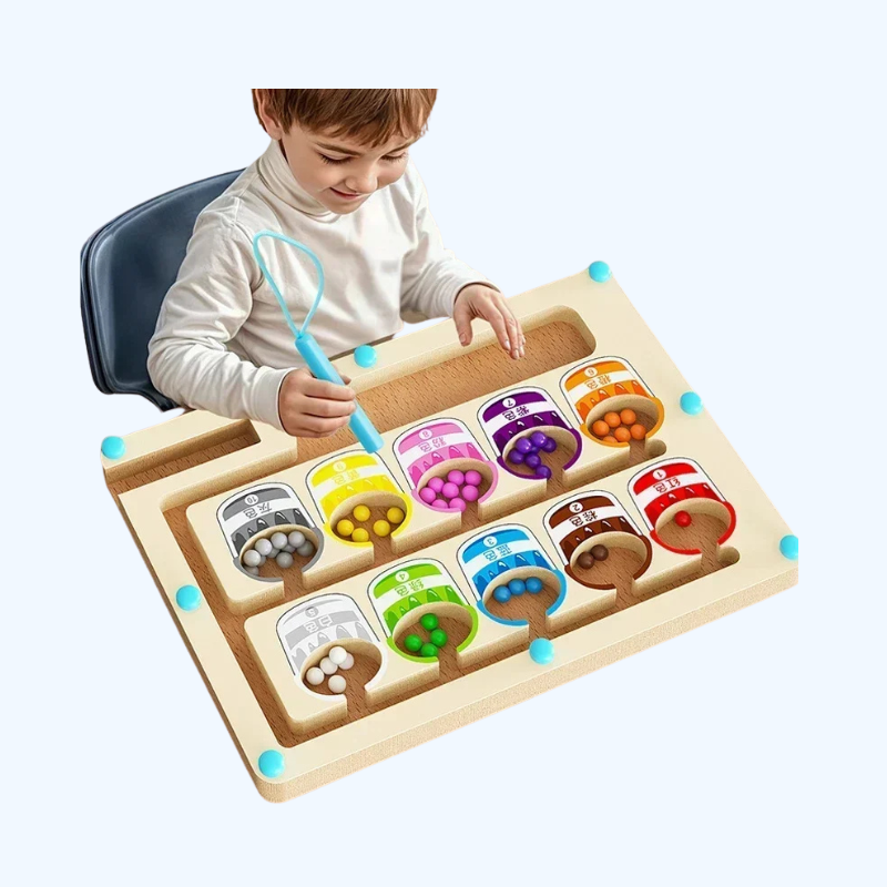 Montessori Kleuren Sorteerspel | Magnetisch Doolhof & Kralen