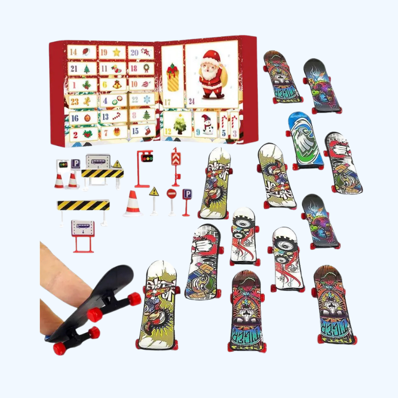 Vinger Skateboard Kerstmis Adventskalender | 24 Dagen Aftelkalender Vinger Skateboard Speelgoedset Verrassing voor Kinderen