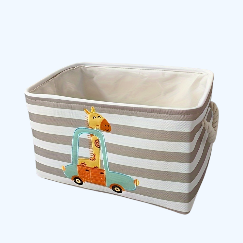 Grote Cartoon Leeuw Vouwbare Wasmand | Grijze Stoffen Organizer voor Speelgoed, Kleding en Spullen