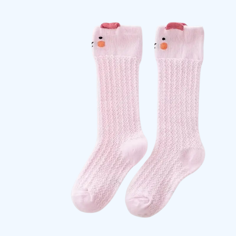 Dunne Katoenen Mesh Kniehoge Sokken met Schattige Cartoon Dieren | Anti-Mug Dijhoge Kousen voor Pasgeboren Kinderen en Peuters Herfst Winter Sokken voor 1-3 Jaar