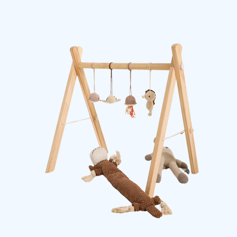 Baby Speelgoed Houten Play Gym Opknoping Mobiel Bed Houder Dier Hanger Kinderwagen Baby Speelgoed Bel Hout Rammelaar Pasgeboren Educatief Speelgoed