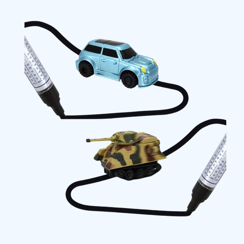 Creatief Tekenlijn & Volg Speelgoed Auto Set voor Jonge Kinderen - Inclusief Racen, Trein, Brandweerwagen, Schoolbus, Off-Road Voertuigen - Perfect Verjaardag, Kerst, Halloween Cadeau - Willekeurige Kleuren, Beste voor Kerst