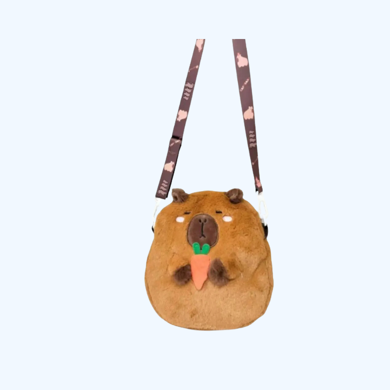 Dieren Cartoon Capibara Pluchen Schoudertas | Grote Capaciteit Rits | Capibara Crossbody Tas Mode Katoenen Cartoon Handtas