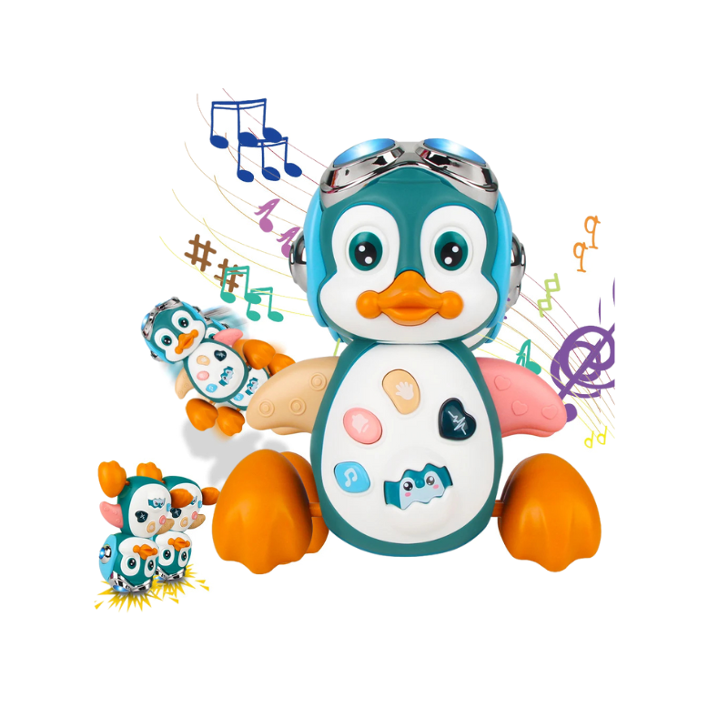 Muzikale Pinguïn Baby Speelgoed | Lopend & Dansend met Licht | Interactief Kruipspeelgoed voor Baby's | Ontwikkelingsspeelgoed voor Buiktijd