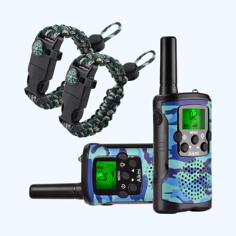 Walkie Talkies Voor Kinderen, 22 Kanalen, 2-Weg Radio, 5 km Bereik, Duurzaam Speelgoed, Beste Verjaardagscadeaus Voor Jongens En Meisjes Van 6 Jaar, Geschikt Voor Avonturen En Kamperen (Groene Camo)