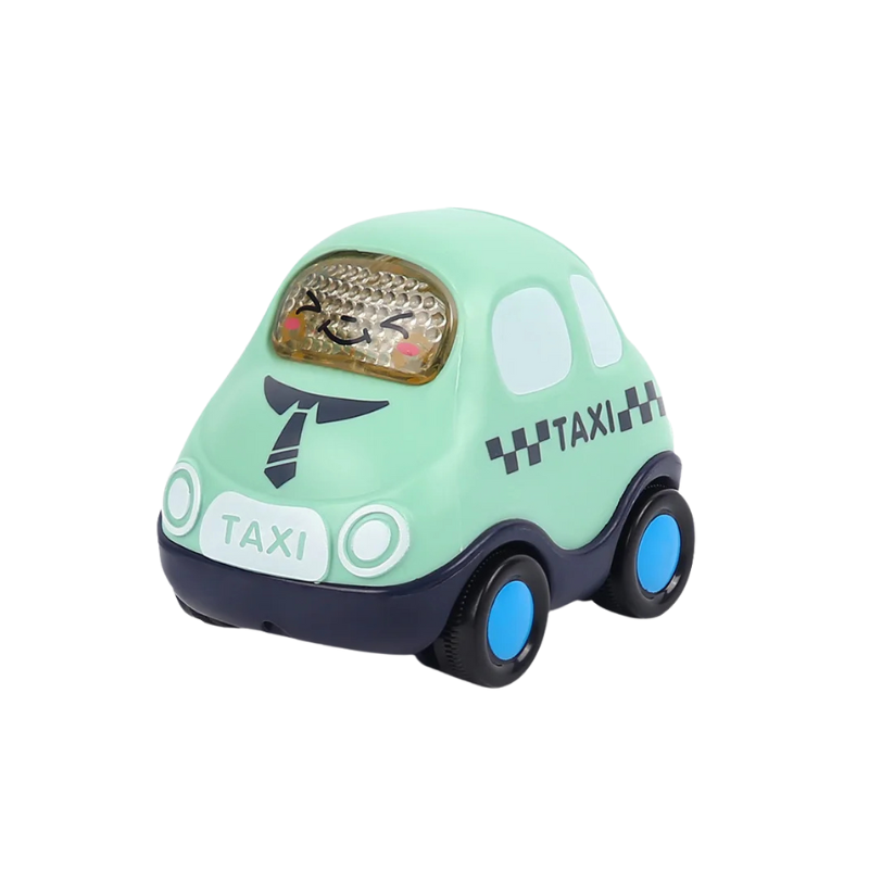 Baby Auto Speelgoed voor 6-12 Maanden | Wrijvingsauto van Zacht Rubber | Duw-en-Rij Speelgoed met Rammelaar | Cadeau voor Peuters