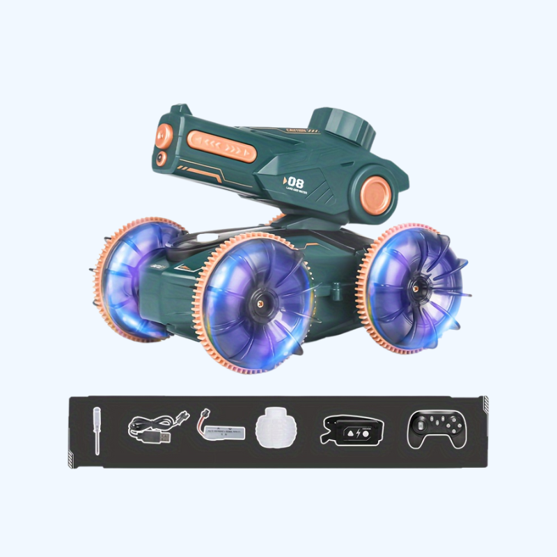 RC Auto's 360° Rotatie - Vierwielaandrijving Water Spray Amfibische Auto met Waterkanon, Gesture Sensing, LED Licht, 2.4GHz Afstandsbediening - Speelgoed voor Jongens & Meisjes, Verjaardagscadeau