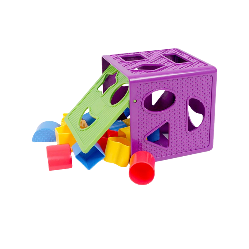 Baby Blokken & Vormsorter Speelgoed Box | Montessori Vroeg Leren | Kleur- & Vormherkenning | Activiteit Kubus voor Peuters