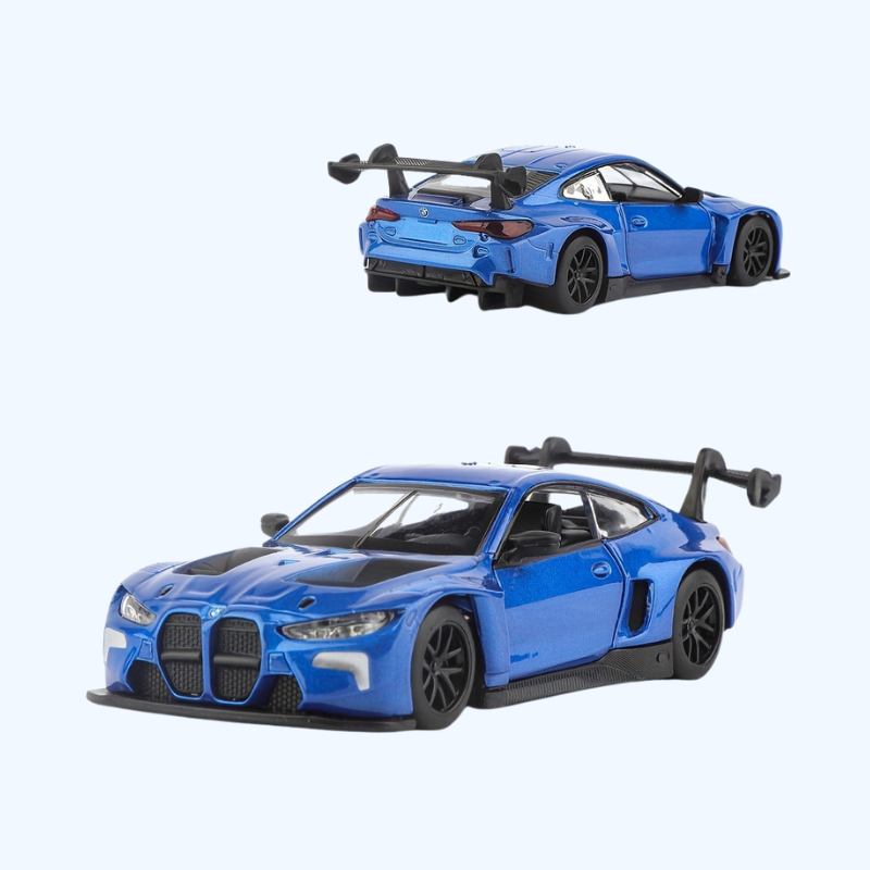 BMW M4 GT3 1:44 model van metaal - Met openende deuren, ideaal als verjaardagscadeau.