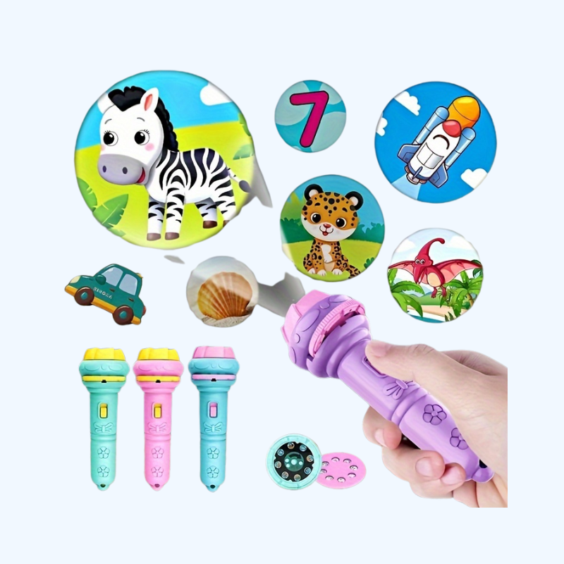 Projector Zaklamp | Educatief speelgoed met dieren, letters & cijfers