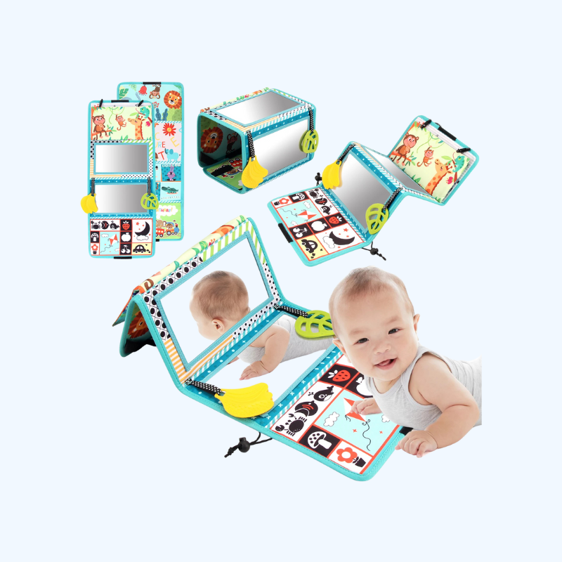 Zacht Baby Stoffenboek met Spiegel | Sensorisch Educatief Speelgoed