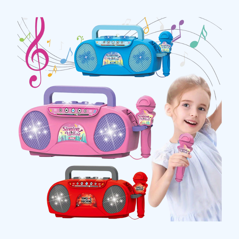 Zingende Ster Karaoke Microfoon Set met Lichteffecten | Educatief Muziekinstrument Speelgoed van ABS-Materiaal, Voor Leeftijd 3+, Beschikbaar in Rood, Blauw, Roze