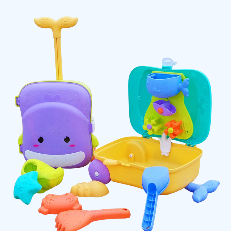 Kinderspeelgoed Set voor de Zomer | Walvis Luggage Trolley Koffer met Zandschep en Water Speelgoed