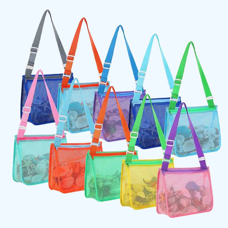 Strand Speelgoed Net Strandtas | Zand Speelgoed Tas voor Kinderen, Schelpen Verzamel Tas en Zwem Accessoires