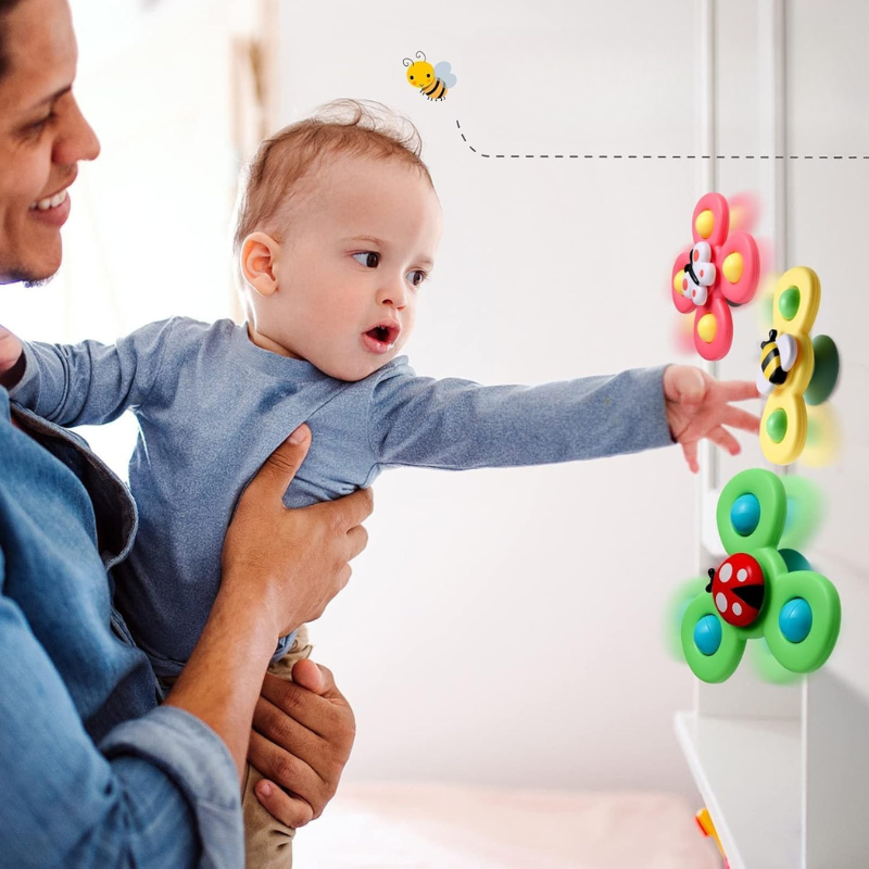 3-delige Baby Bath Spinner Toy | Draaibare Zuignap Spinning Top | Sensorisch Speelgoed
