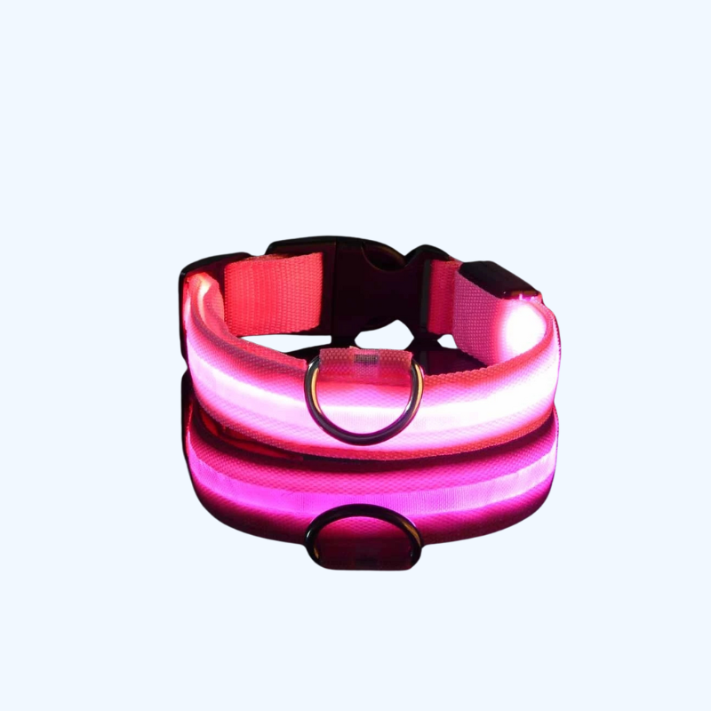 Nylon LED Nachtveiligheid Knipperende Hondenriem | Glow in the Dark Fluorescerende Verlichte Halsband voor Honden