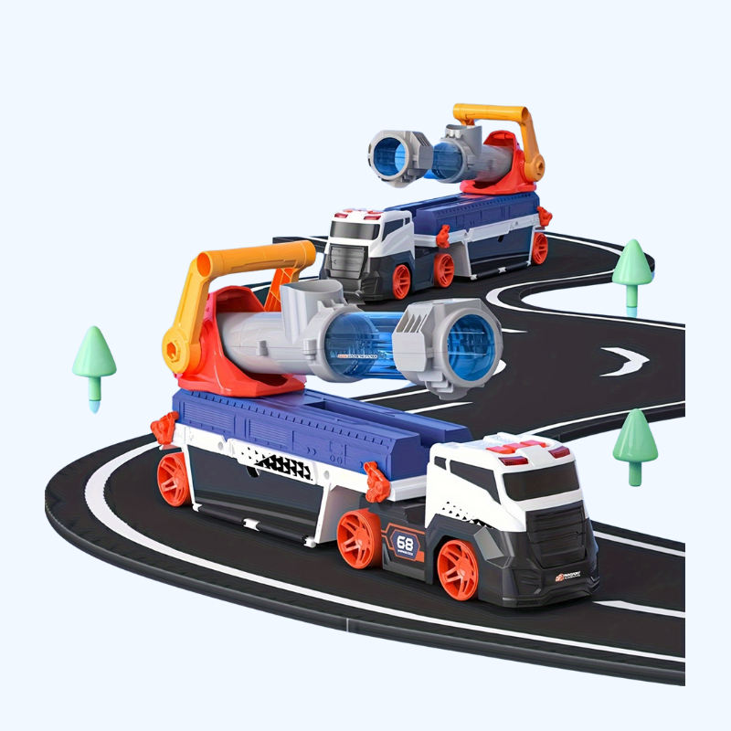 Missielanceervoertuig met lichten en geluiden - Inclusief 6 auto's, speelgoed vanaf 3 jaar, perfect Kerstcadeau.