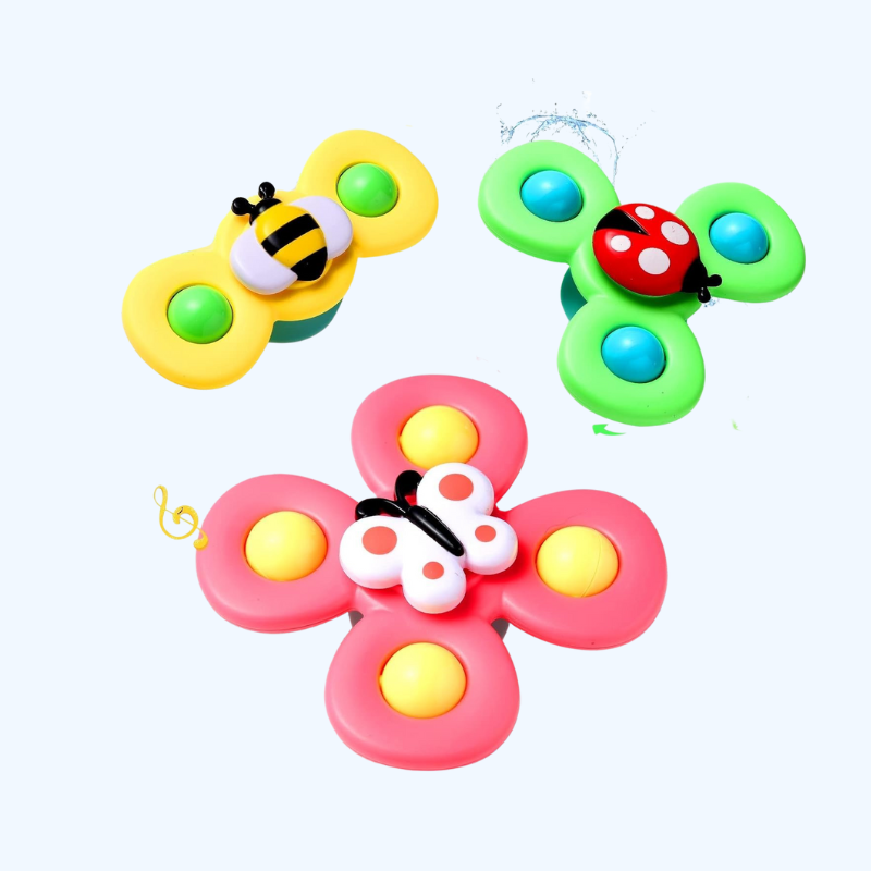 3-delige Baby Bath Spinner Toy | Draaibare Zuignap Spinning Top | Sensorisch Speelgoed