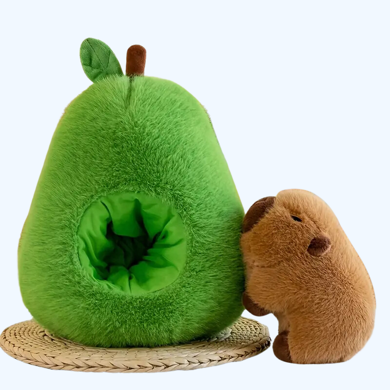 Knuffel Dier Capybara Avocado | Schattige Capybara Pop met Cadeau Sierkussen | Zacht Pluche Speelgoed voor Kinderen en Verzamelaar