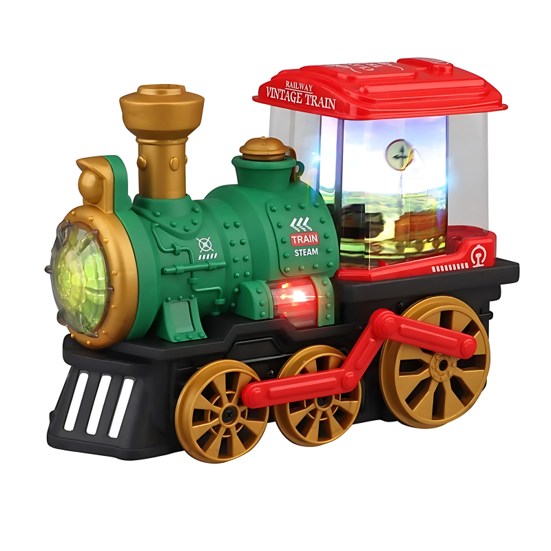 Actierijke locomotief met licht en stoom