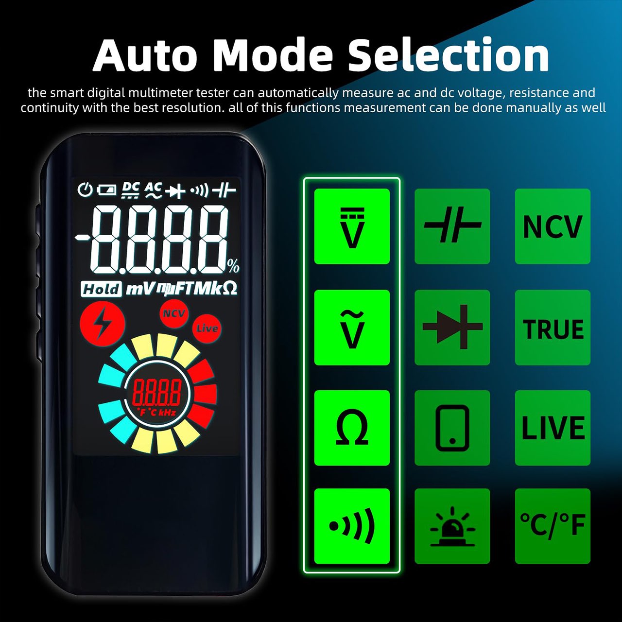 RmsMeter Digitale Multimeter | Nauwkeurige Meting van Voltage, Stroom & Weerstand – Compact & Gebruiksvriendelijk