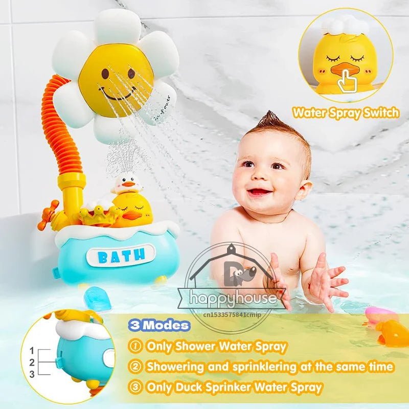 4-in-1 Baby Bad Speelgoed met Zonnebloem Douche & Watersproeiers – Interactief Badspeelgoed voor Peuters en Kleintjes