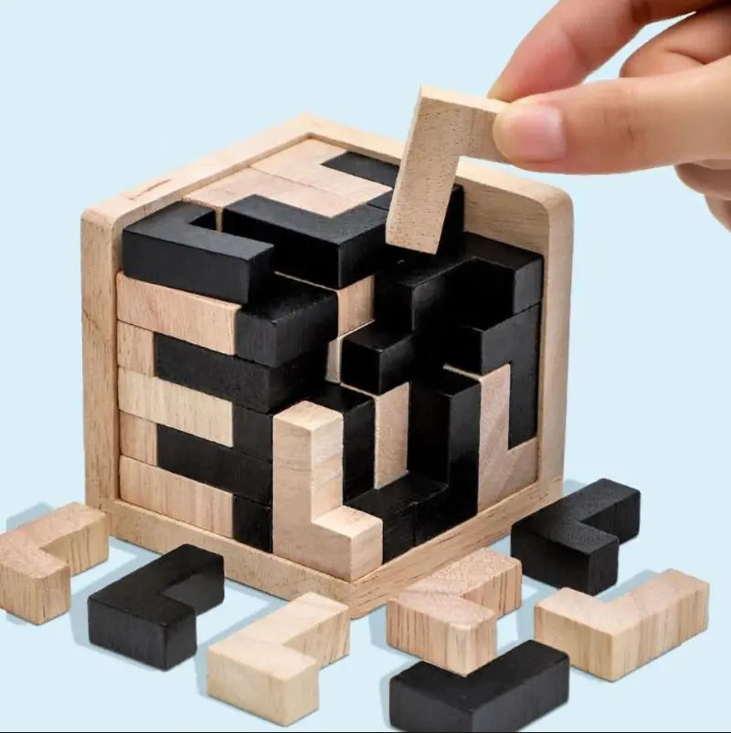 3D Houten Puzzel Kubus | Educatief Luban Speelgoed, Breinontwikkeling en Vroege Leren, Cadeau voor Kinderen