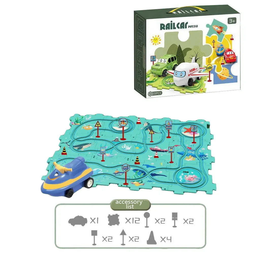 Puzzel Racer Autotrack Set | Plastic Vloerpuzzel voor 3-6 Jaar