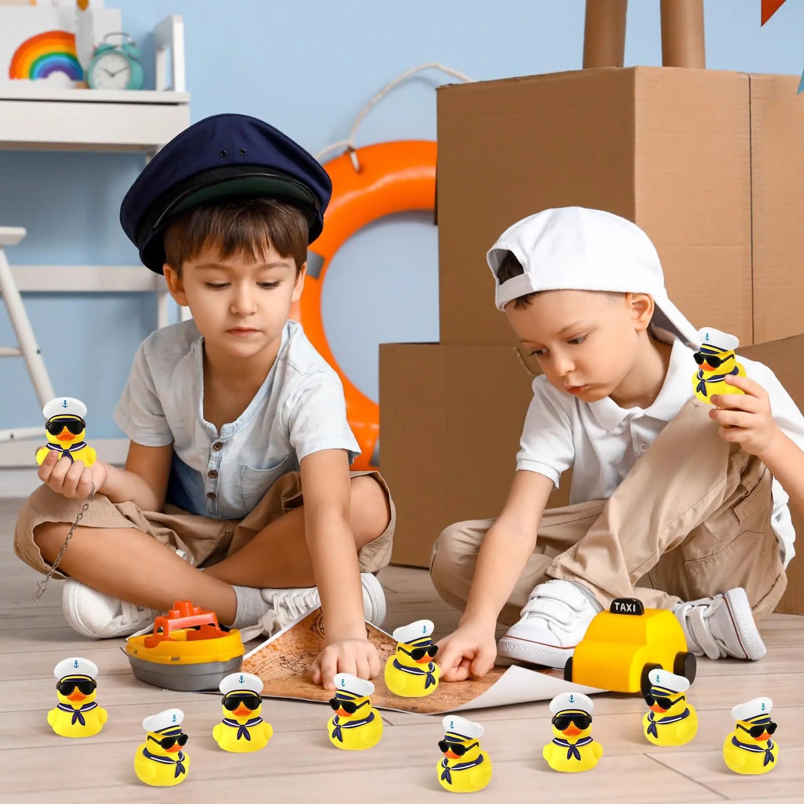 Badeendjes met zonnebril Gele eendjes Mini varende eendjes Moddereenden met hoedjes Zomervaren Voor kinderen