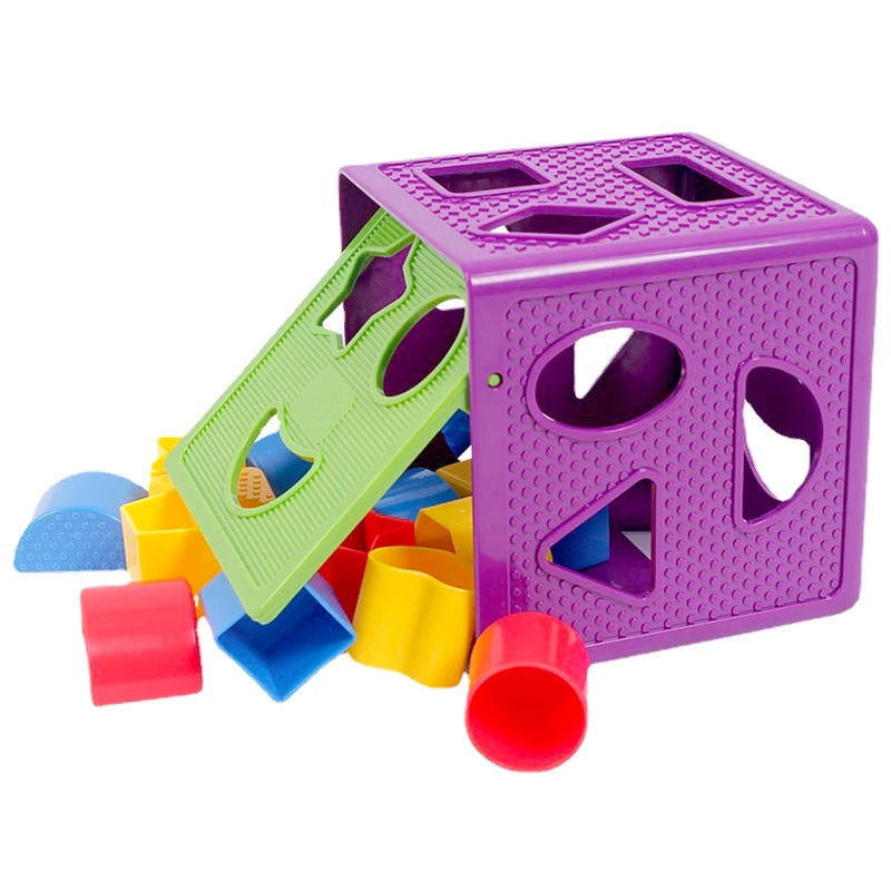 Baby Blokken & Vormsorter Speelgoed Box | Montessori Vroeg Leren | Kleur- & Vormherkenning | Activiteit Kubus voor Peuters