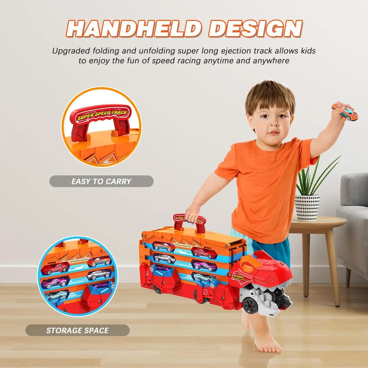 Dinosaurus 3-in-1 Transporttruck | Met 8 Raceauto’s & Geluid