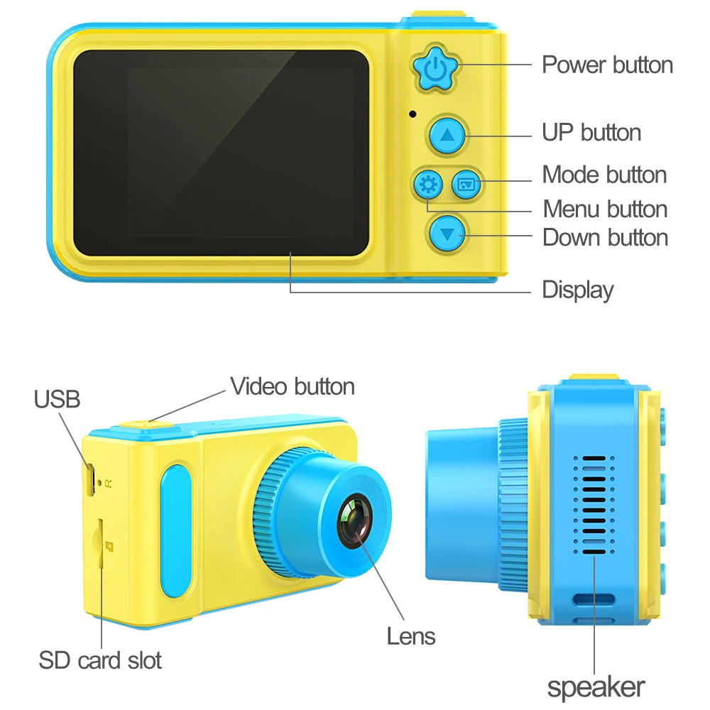 Kinderfotocamera met 2-inch scherm - 8 MP digitale videocamera, perfect cadeau voor Kerstmis en verjaardagen van jongens en meisjes.