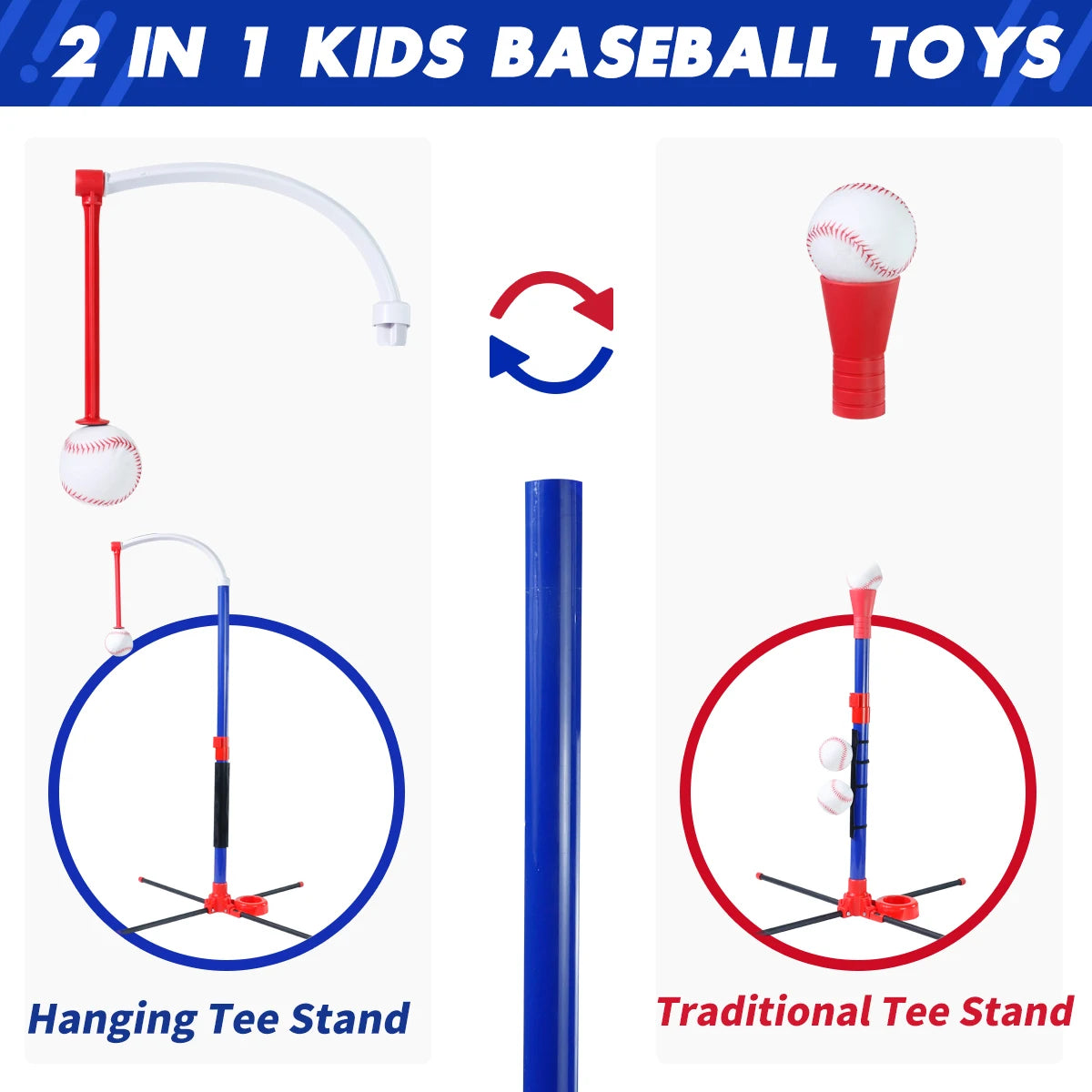 3-in-1 Baseball Speelset | T-Ball, Staande Bal & Auto Launcher