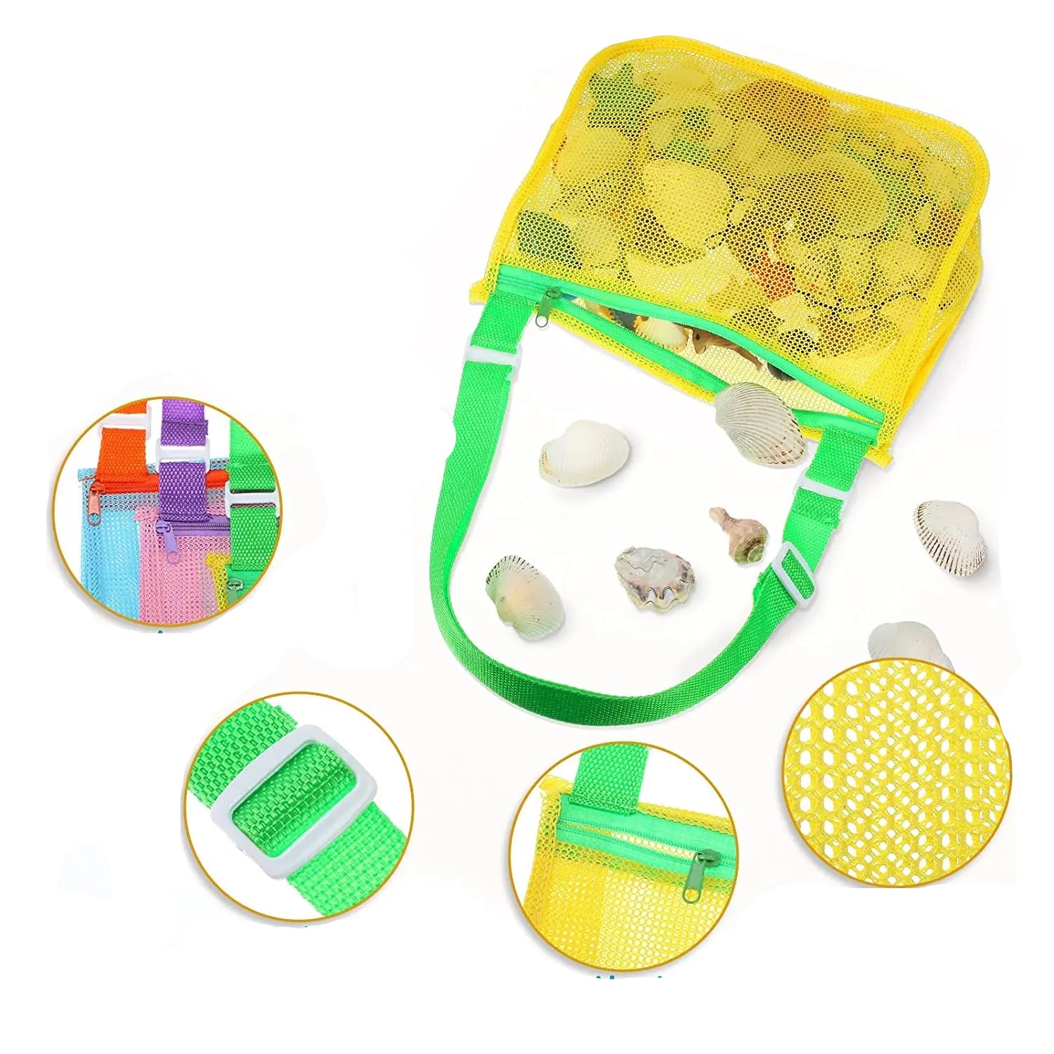 Strand Speelgoed Net Strandtas | Zand Speelgoed Tas voor Kinderen, Schelpen Verzamel Tas en Zwem Accessoires