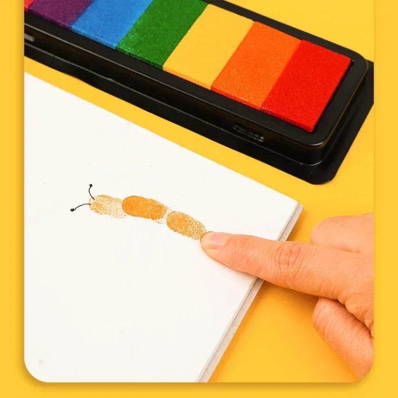 Vingerverf Set voor Kleuters | DIY Stempel Pad, 7 Kleuren Creatieve Graffiti & Teken Speelgoed
