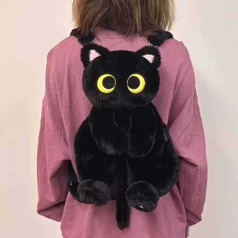 40cm Kawaii Pluchen Kat Rugzak met Grote Ogen | Grote Capaciteit Knuffelspeelgoed Tas | Geschikt voor Jongens, Meisjes en Dames | Cadeau Rugzak