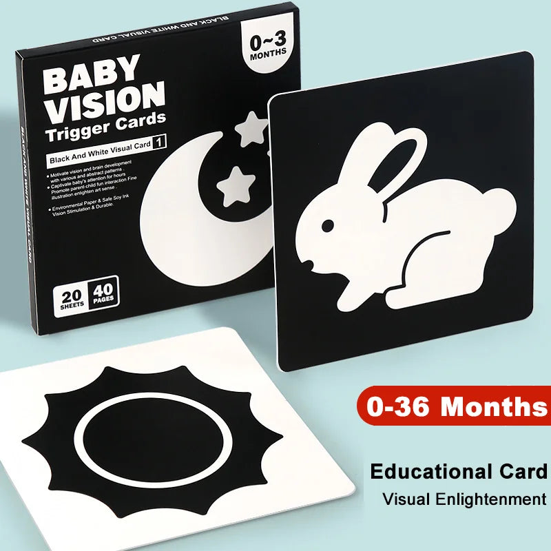 Montessori visuele stimulatiekaarten voor baby's - Flashcards met hoog contrast voor cognitie, cadeau voor kinderen