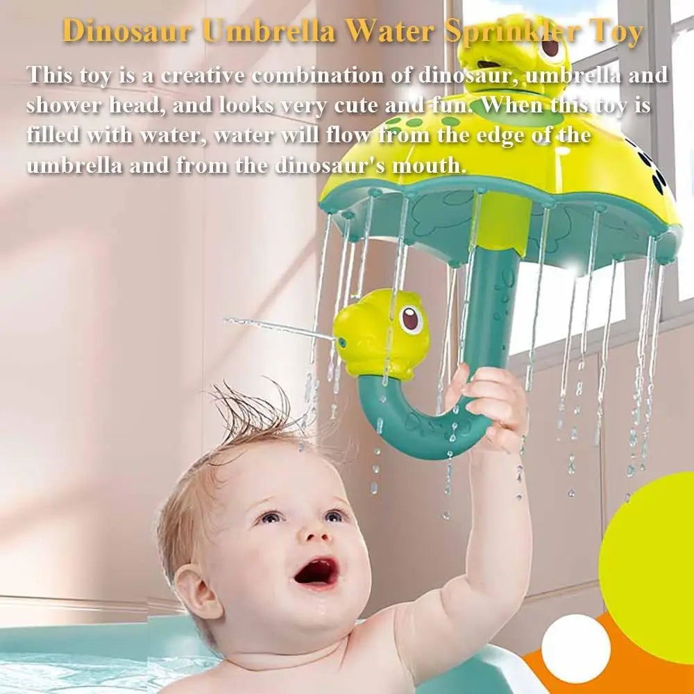 Dinosaurus Paraplu Badspeeltje – Water Sprinkler met Douchekop & Draaiend Effect | Regen Speelgoed voor Baby’s en Peuters