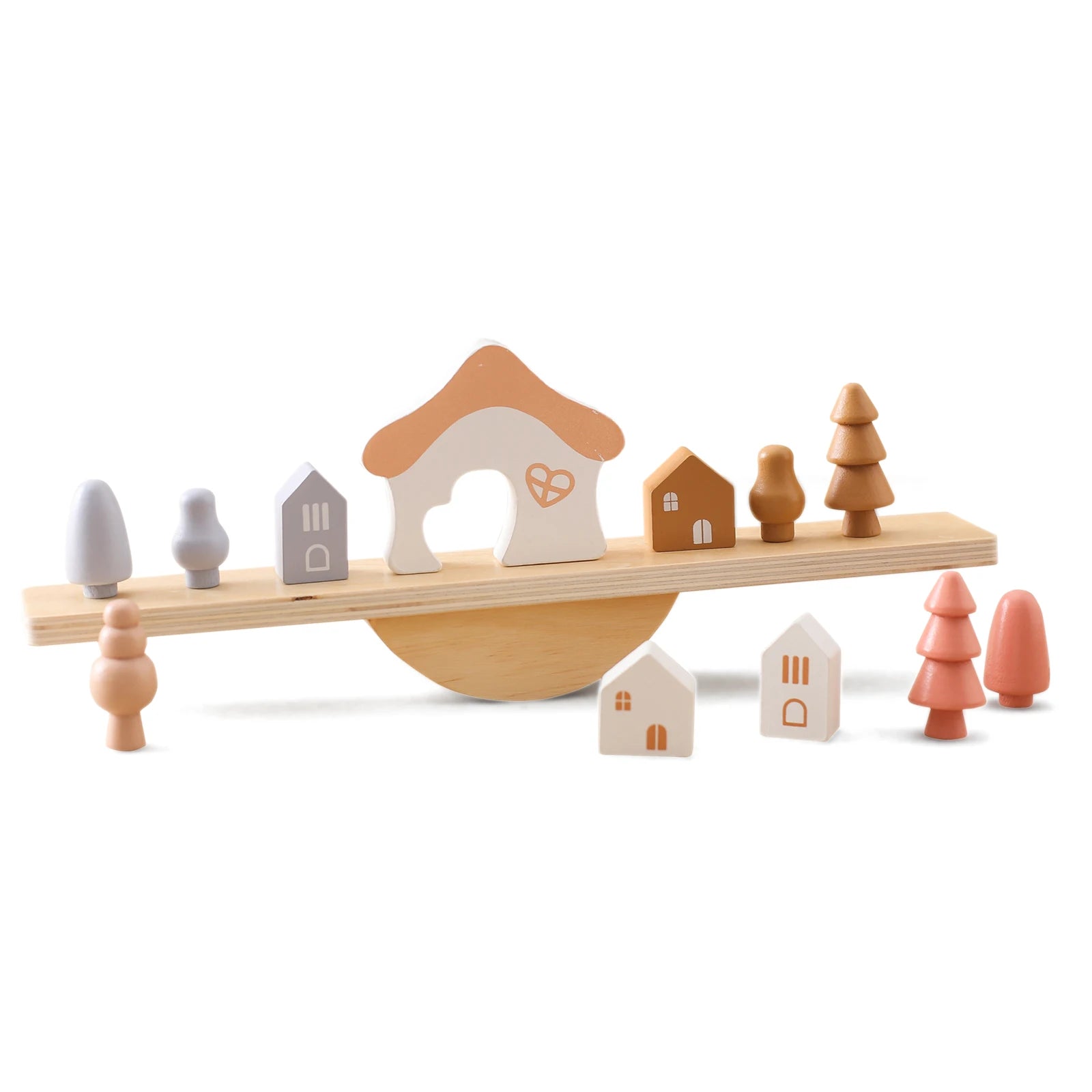 Houten Baby Dieren Balansbord Rijg Speelgoed - Houten Wip Stapelspeelgoed Blokken Bordspellen Montessori Educatieve Cadeaus voor Baby's