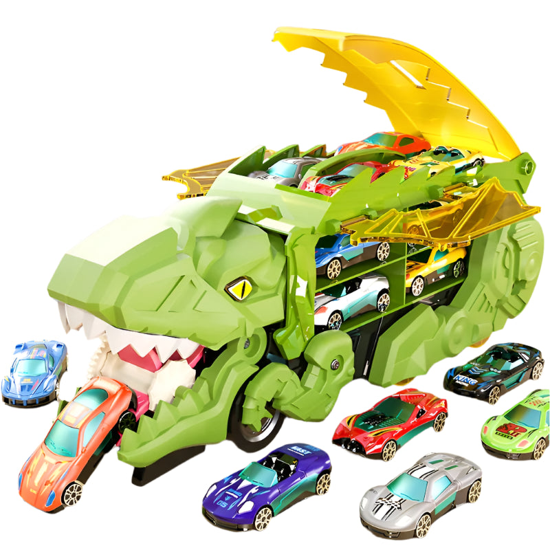 Speelgoedauto op spoor voor kinderen - Dino Tyrannosaurus puzzel, cadeau voor jongens van 3 tot 6 jaar