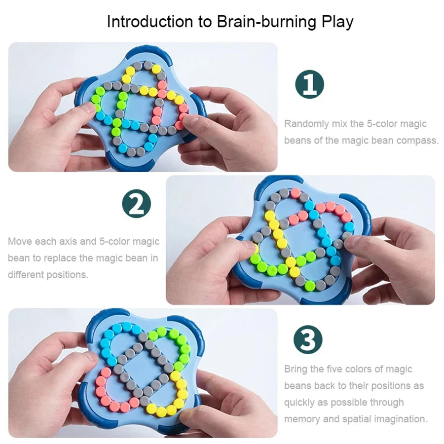 Magic Beans Puzzelkubus | Draaiend Stress Speelgoed voor Kind & Volwassene