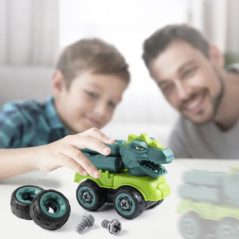 Bouwspeelgoed voor kinderen - Dinosaur auto project met graafmachine, kiepwagen, educatief DIY speelgoed