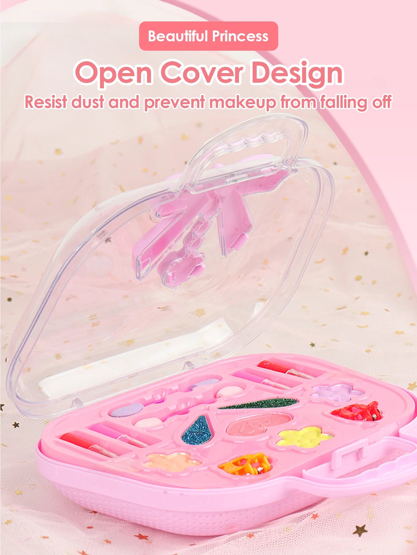 Kleine Beautycase voor Meisjes - Wasbaar Make-upspeelgoed Handtas, Prinses Beauty Kit voor Rollenspel