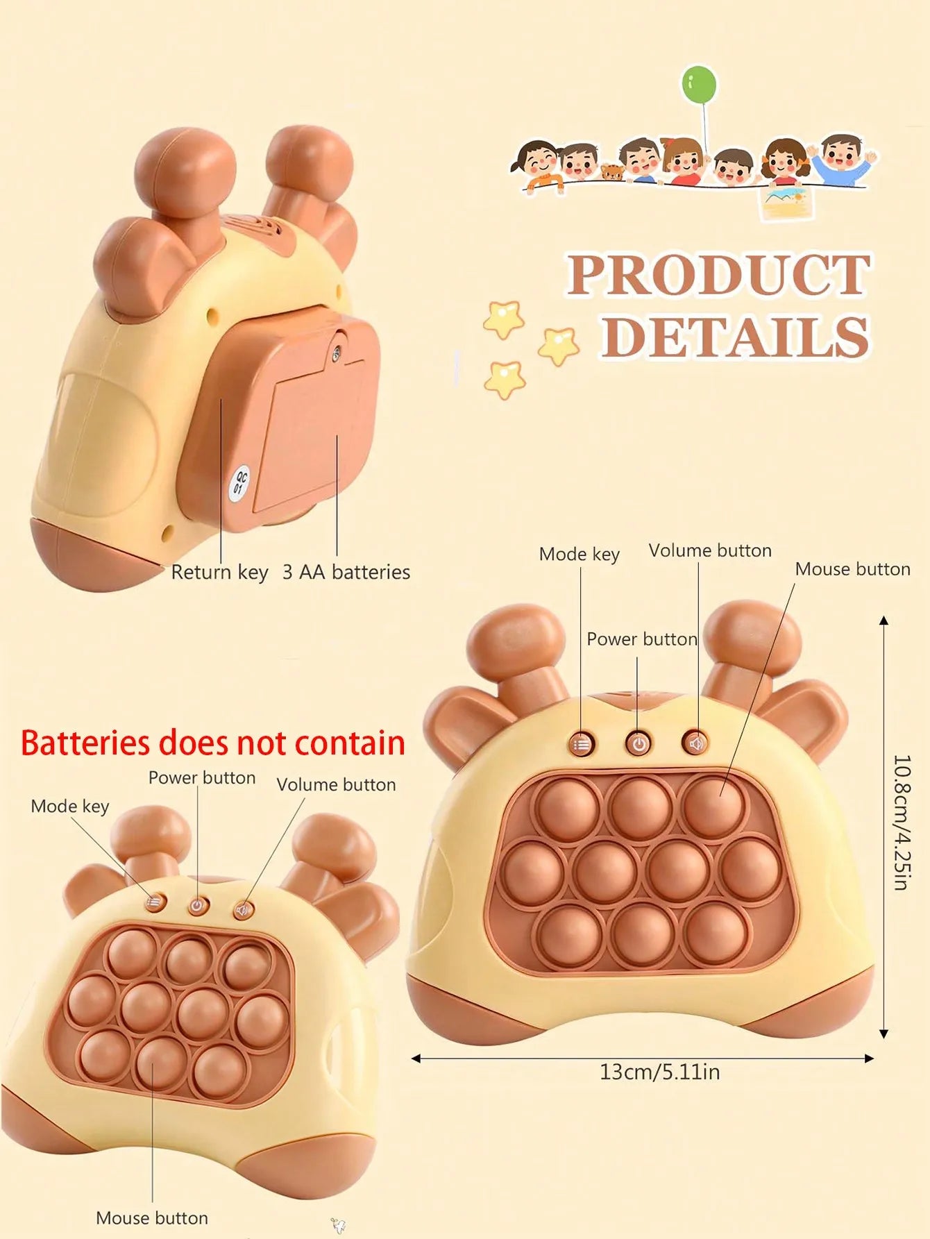 Pop It Fidget Game met Licht & Geluid | Kinderspel Handheld