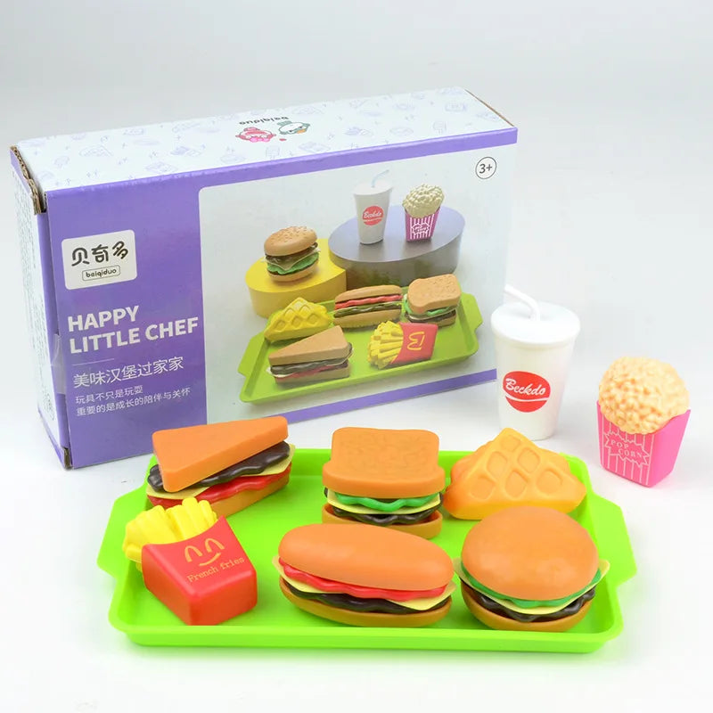 9-delige Set | Verwijderbare Snack Hamburger Plastic Rollenspelset voor Kinderen, Keukenspeelgoed, Verjaardagscadeau